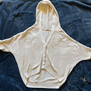 Free People Cream Oversized Slouchy Cable Knit Cardigan